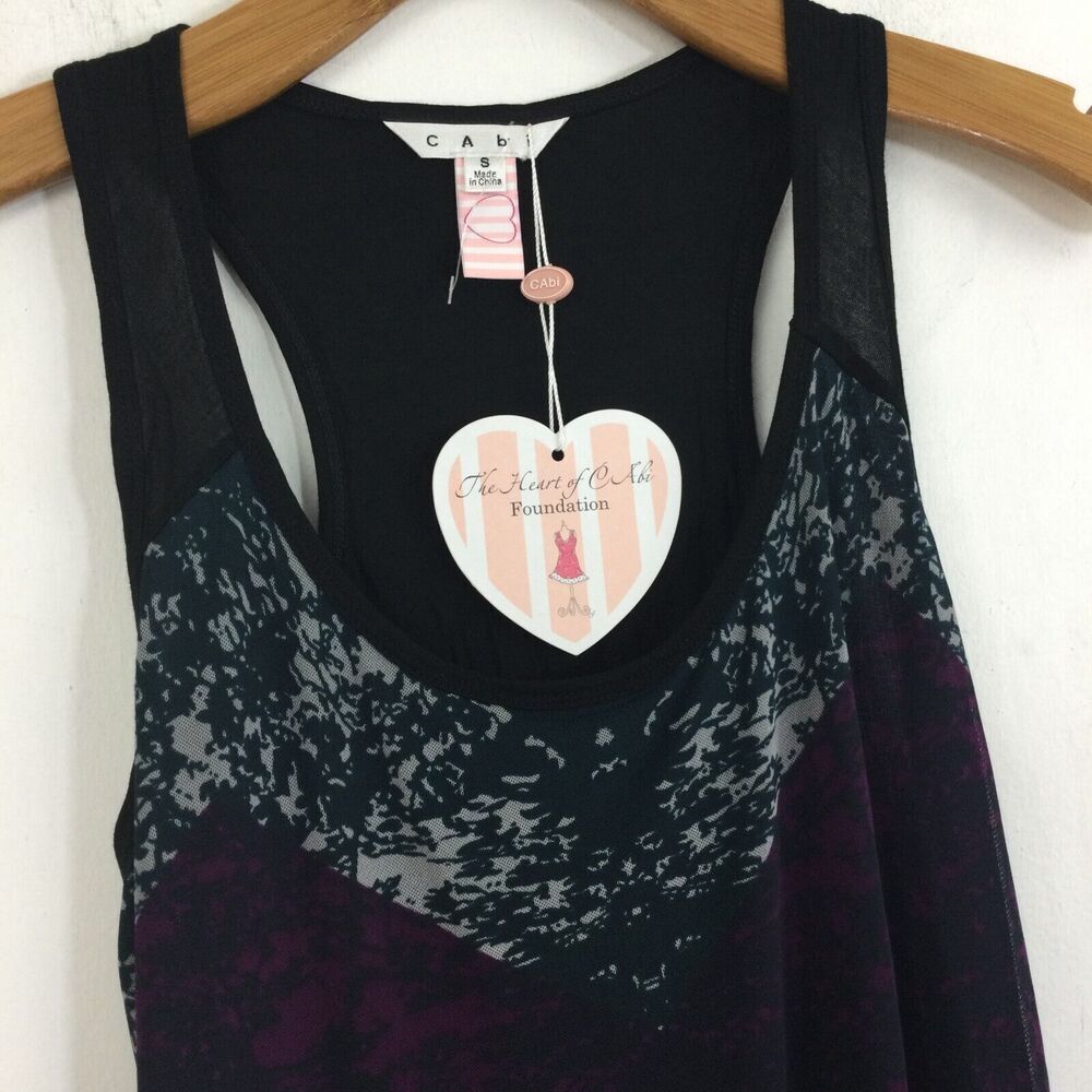 CAbi 559 Heart of Cabi Love Tank Tunic Racerback Tank Top Black/Purple S NWT - Picture 6 of 9